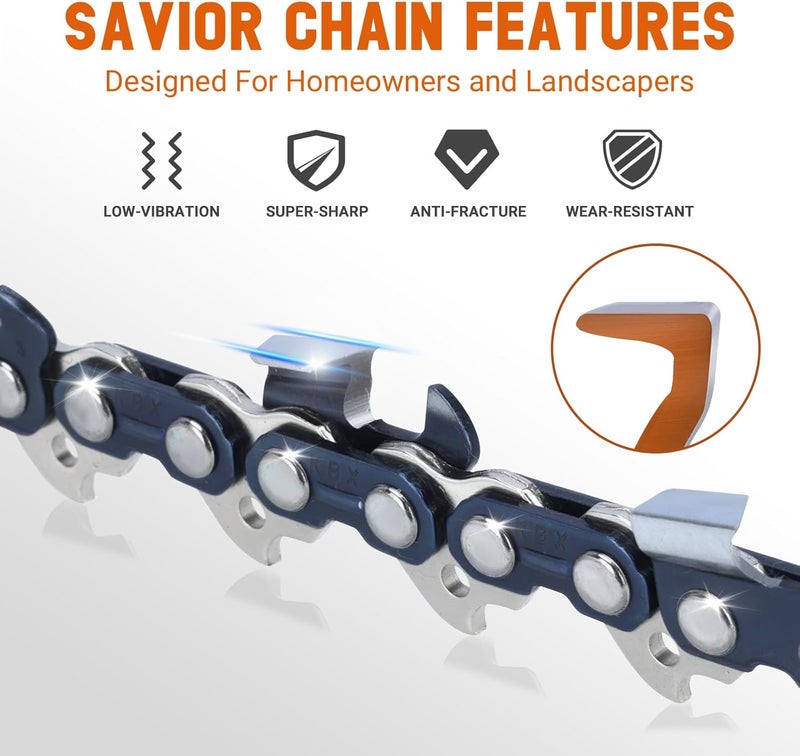 Savior 24 Inch Chainsaw Chain, 3/8 Pitch .063 Gauge 84 Drive Links Full Chisel Saw Chain Compatible with MS362 MS440 MS441 MS460 MS461 MS660 MS661 Chainsaw, Replaces part number 36RS3 84 (3 Chains) - Image 3